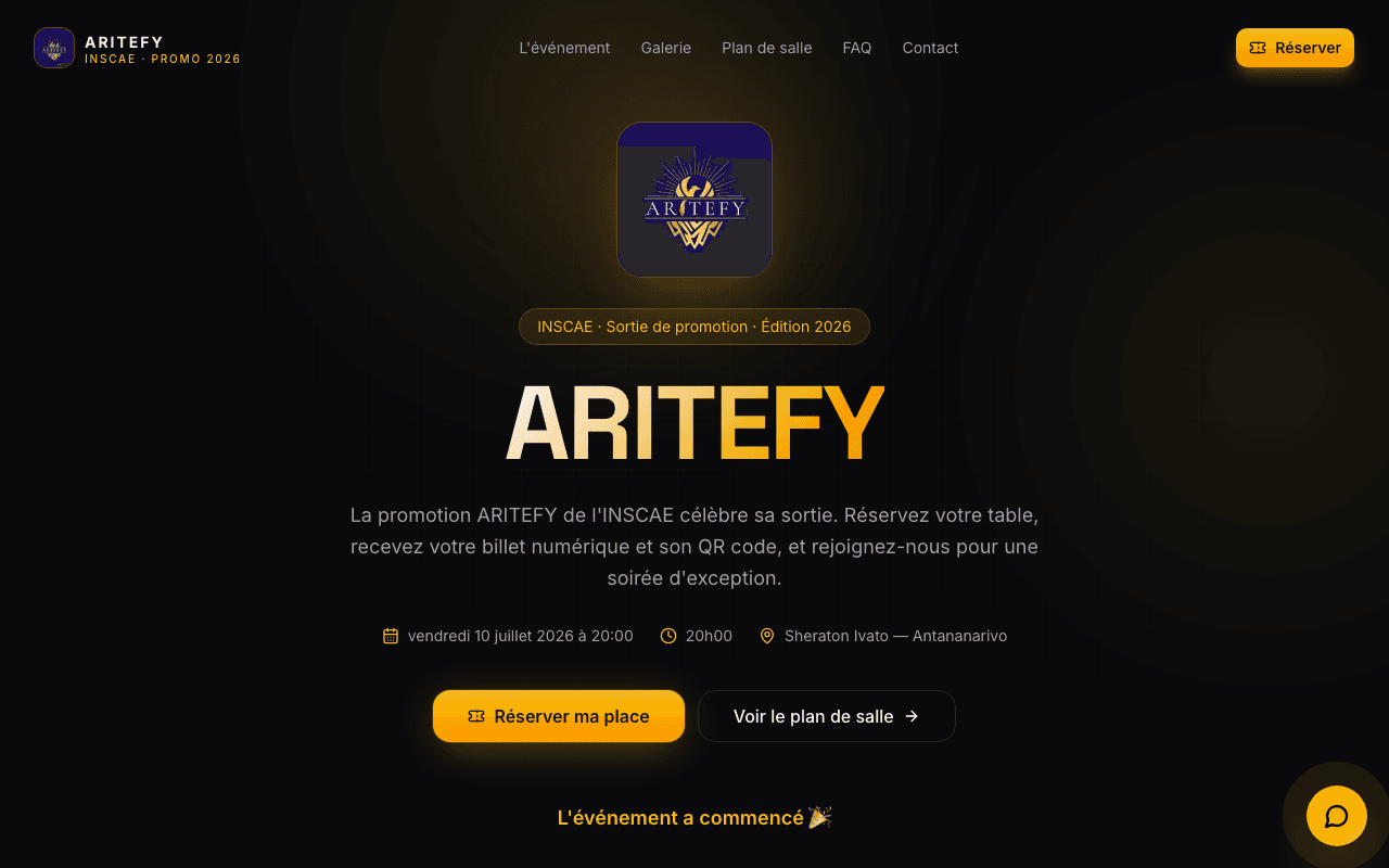 Billetterie en ligne – Aritefy (INSCAE)